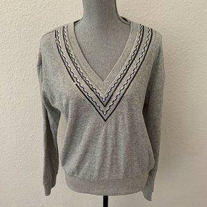 Anthropologie & Layered Gray sweater Small New NWT V Neck GORGEOUS RARE HTF